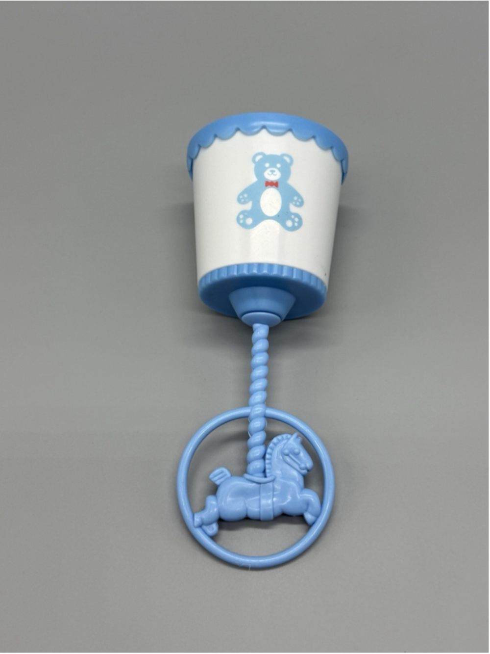 Vintage Tommee Tippee Musical Chim Rattle Toy Nursery Needs Bear Blue White